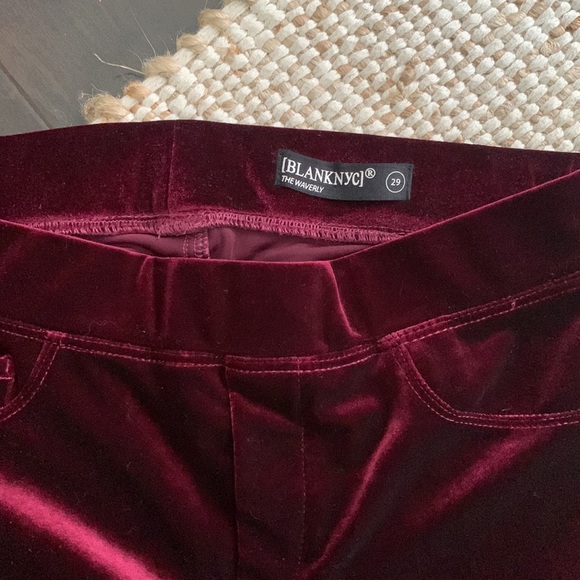 Red Velvet Flare Pants, Size 29. - Picture 3 of 4